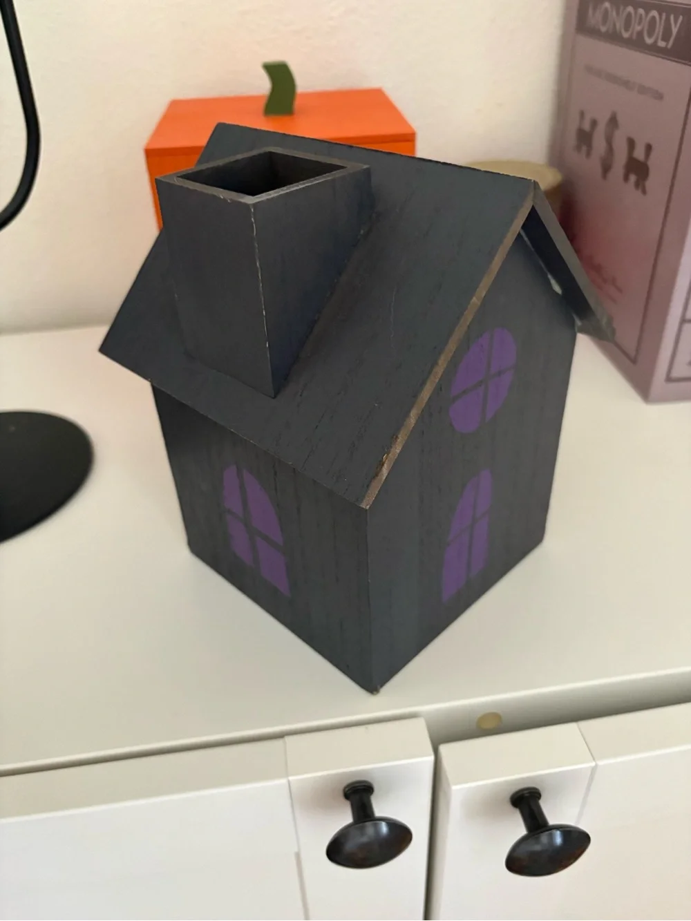 Target Bullseye Playground Haunted House Halloween Wood Tissue Holder Box New